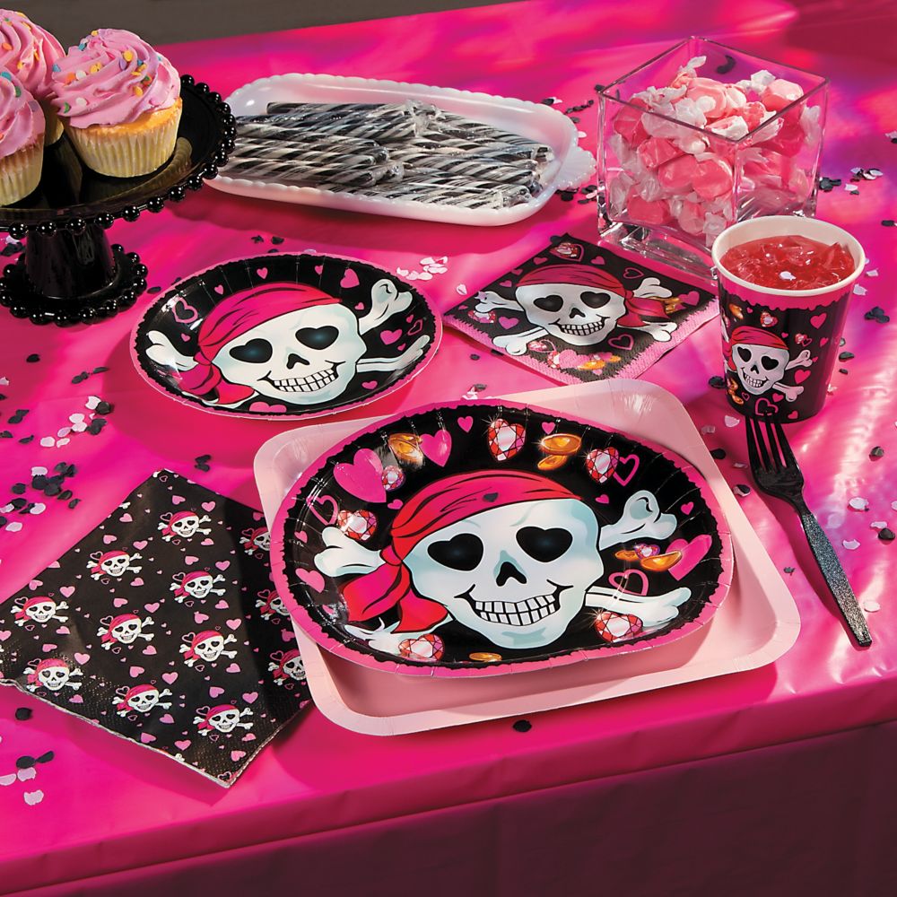 12 Girls Pink Pirate Food Boxes ~ Treasure Chest Meal Box ~ Birthday Party Plate 