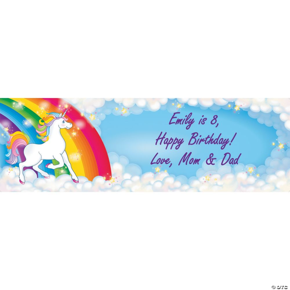 Rainbow Unicorn Party Custom Banner - Medium