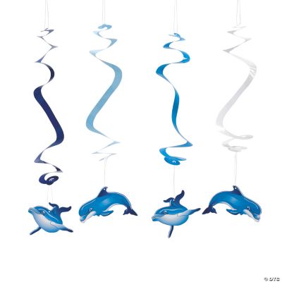 Dolphin Party Hanging Swirl Decorations 12 Pc