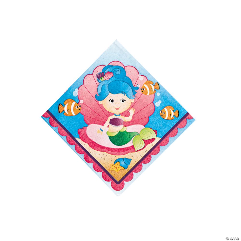 16 Pc Mermaid Party Beverage Napkins