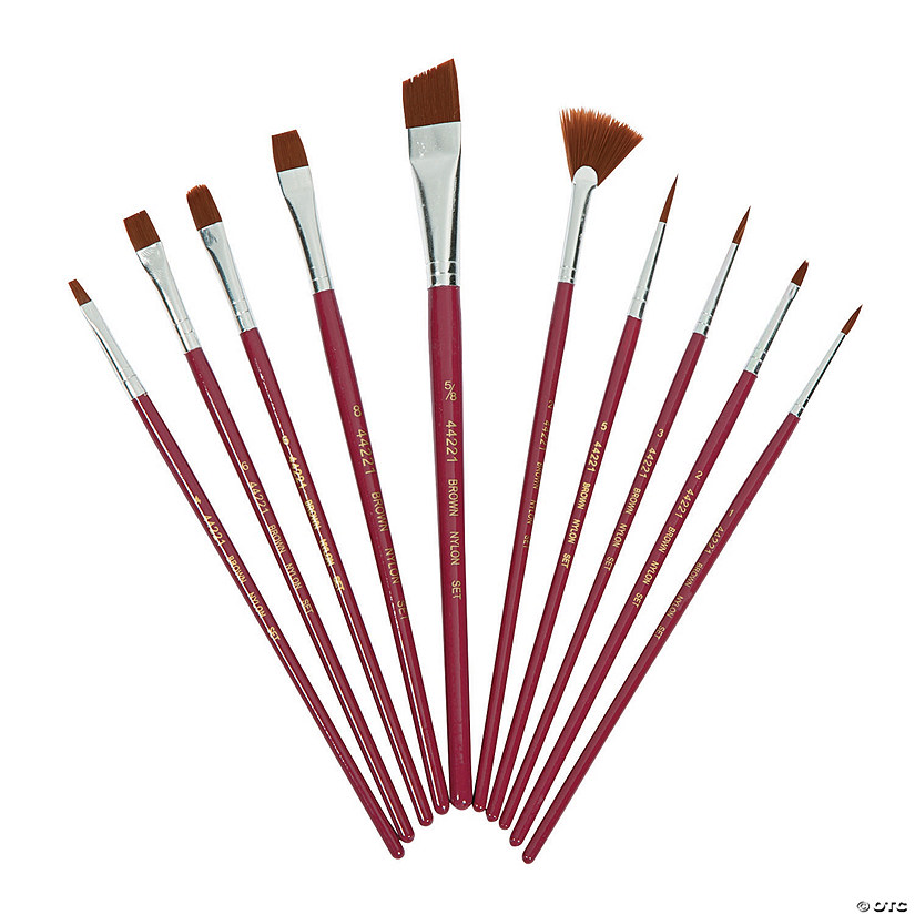 Plaid® Brown Nylon Paintbrushes - 10 Pc. | Oriental Trading