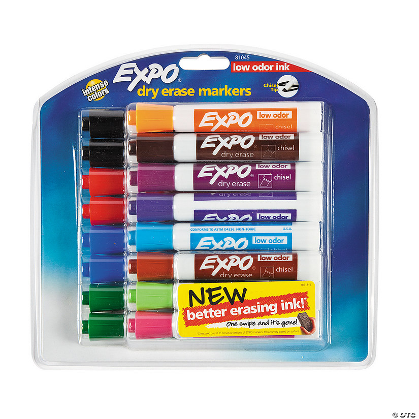 NEW 4 Expo Dry Erase Markers Intense Colors Low Odor Ink Chisel Tip 