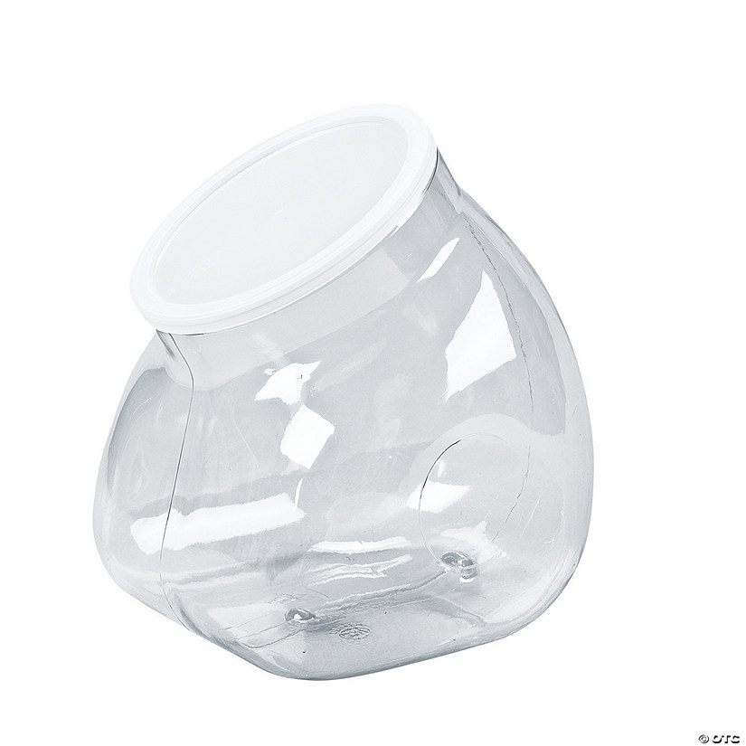 Plastic Flattened Globe Candy Container with Lid