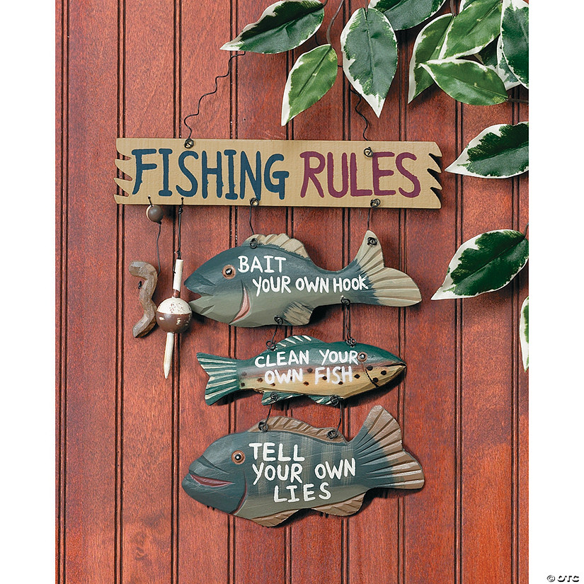 fishing sign rules decor signs fish orientaltrading cabin 2394 know quotes before oriental trading lettering