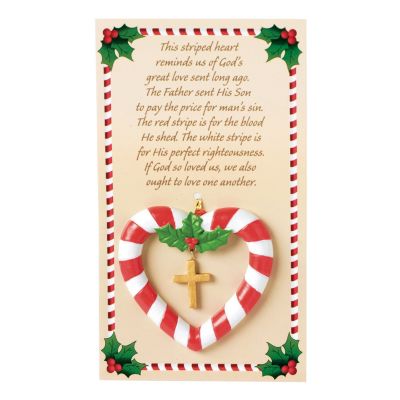 Candy Cane Heart Christmas Ornaments on Card