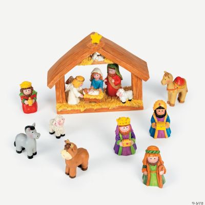JOYIN 9-Piece Christmas Nativity Set - Manger Scene Figurines With Stable, Hand-Painted Holiday Decor