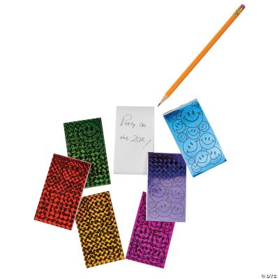 2" x 3 3/4" Bulk 72 Pc. Mini Laser Smile Face Paper Notepads Oriental