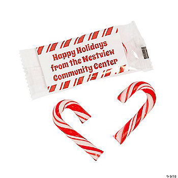 100 Pc Personalized Christmas Mini Candy Canes 1 lb 2 oz