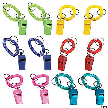 12 Pc Whistle Expandable Keychains