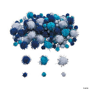 150 Pc Bulk Glitter Winter Pom-Poms