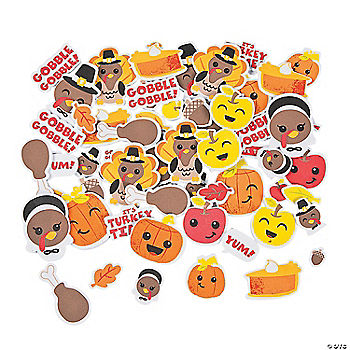 500 Pc Bulk Silly Thanksgiving Self-Adhesive Shapes