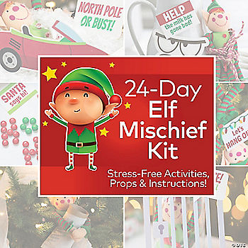 Christmas Elf Mischief Activity Kit with Props & Instructions for 24 Days
