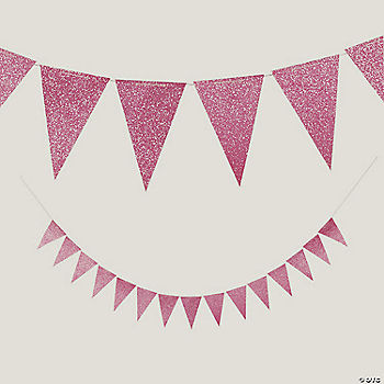6 ft Pink Glitter Pennant Banner