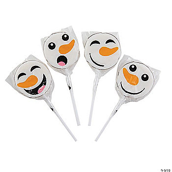 12 Pc Snowman Face Lollipops