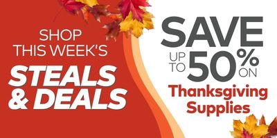 Steals & Deals - Thanksgiving Supplies up to 50% off
