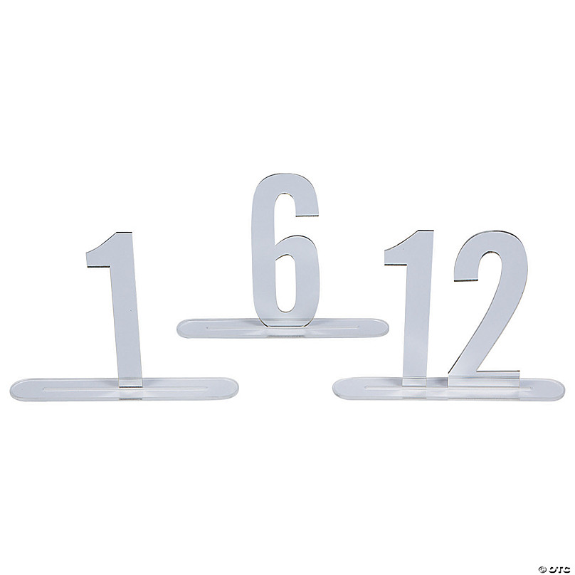 Silver Glitter 1-12 Wedding Table Number White 