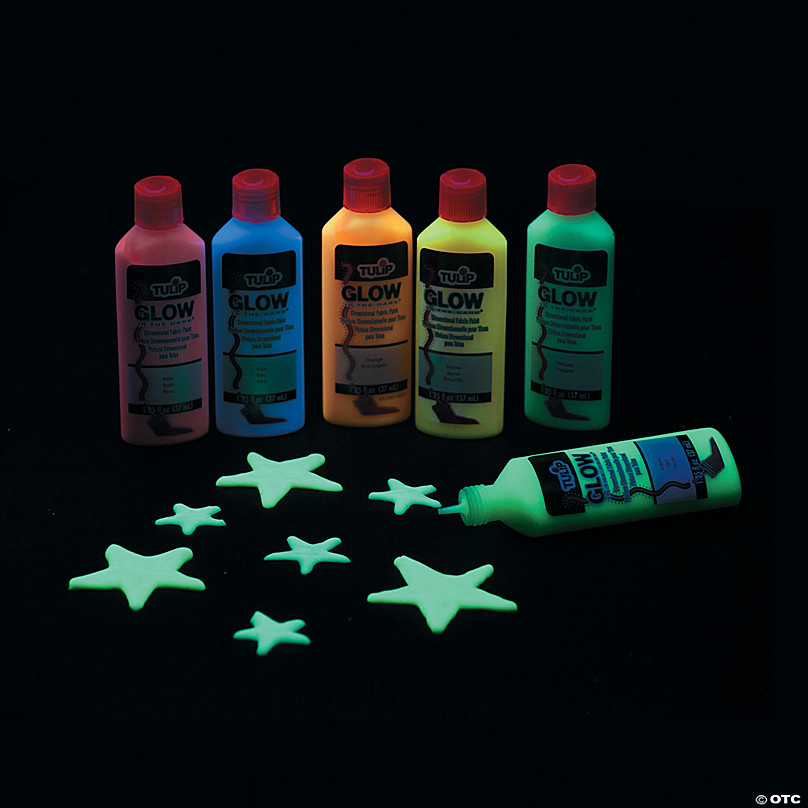 1.25-oz. Tulip® Glow-in-the-Dark® Assorted Colors Dimensional Fabric Paint  - Set of 6