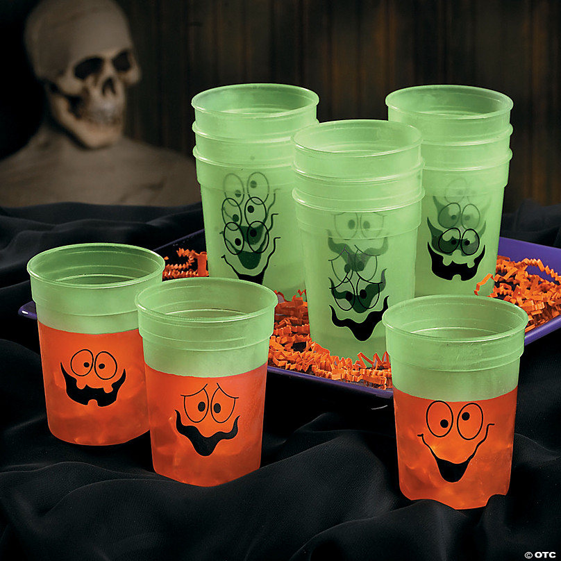 10 oz. Glow-in-the-Dark Spooky Face Halloween Reusable BPA-Free Plastic  Cups - 12 Ct.