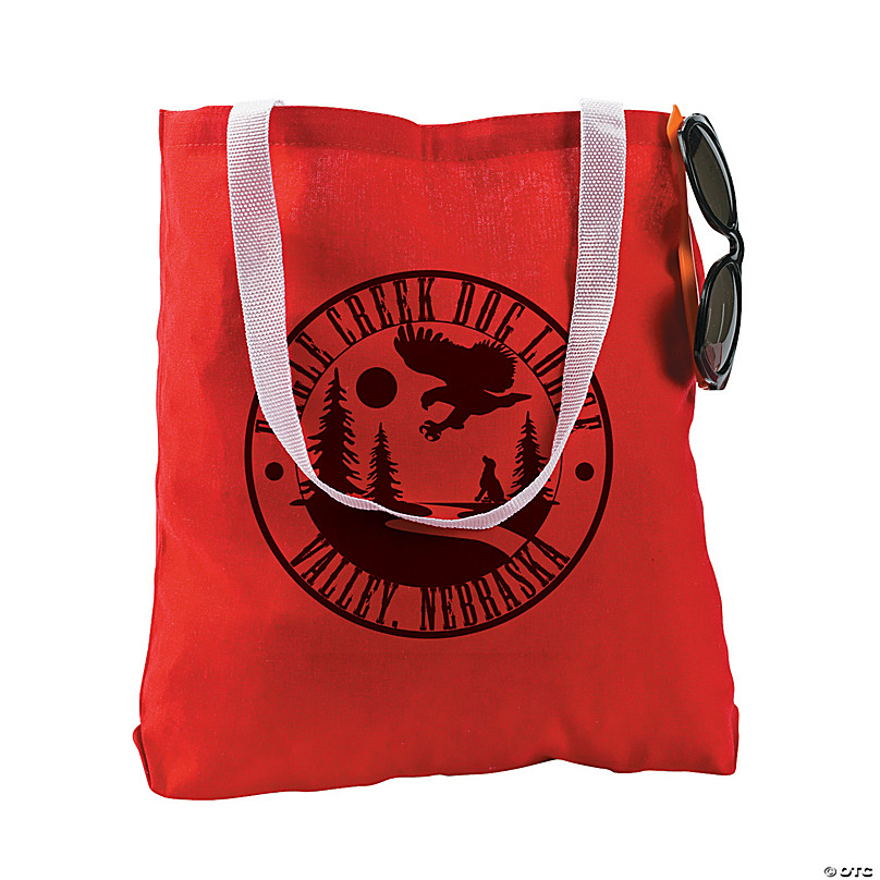 Red Canvas Tote Bag With 3 Zippered Compartments 17x10 With