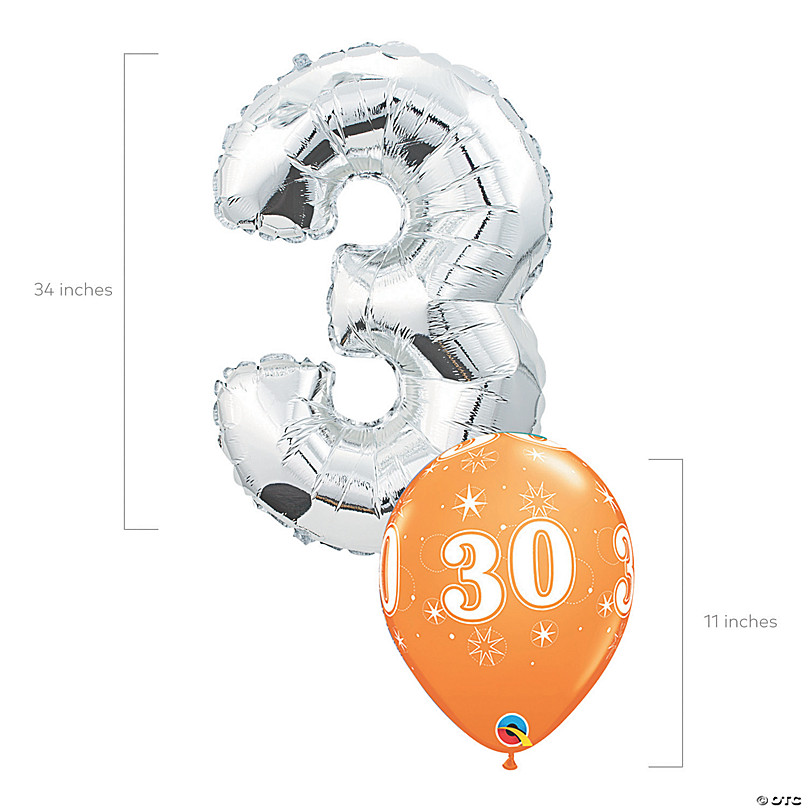 12 pc Giant Too Young To Be Old 30-ish Happy Birthday Balloon Bouquet 30 Thirty