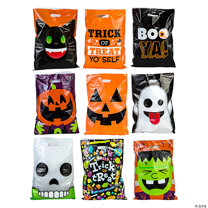 48pack Halloween Party Supplies Halloween Goodie Bags for Trick or Treat Halloween Party Favors Treat Bags Halloween Candy Bags with Stickers for Halloween Candy Party Favors 