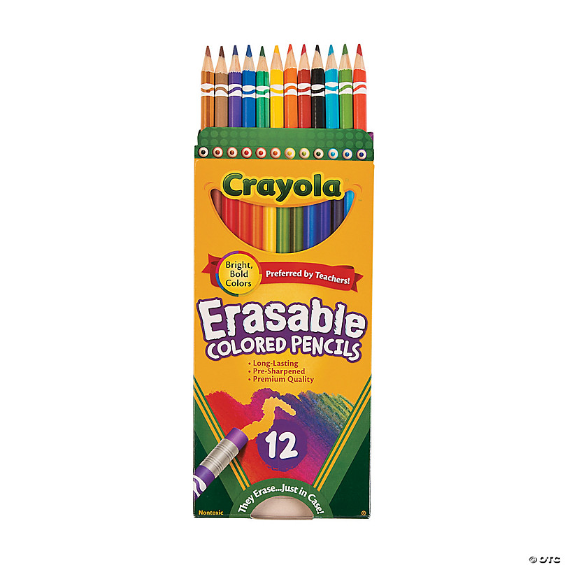 CRAYOLA Erasable colored pencils-Long 12/pkg 68-4412 