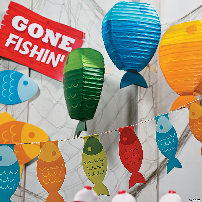12pcs Fish Shaped Paper Lanterns and Fishing Bobbers Lantern