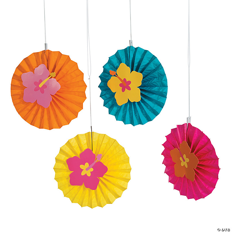 Easy Joy Paper Fans Party Decorations Orange Hanging Medium, 2