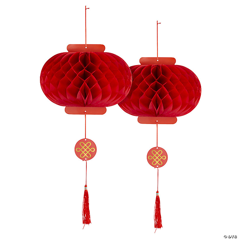Chinese New Year Deluxe Paper Lanterns 3ct