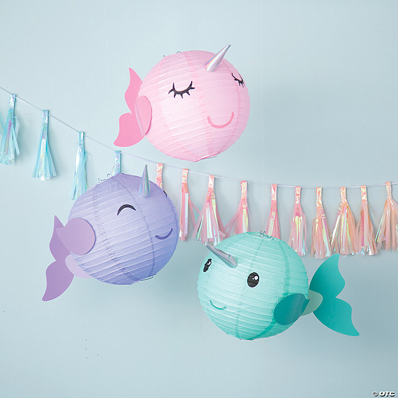 12 Little Fisherman Hanging Paper Lanterns - 3 Pc.