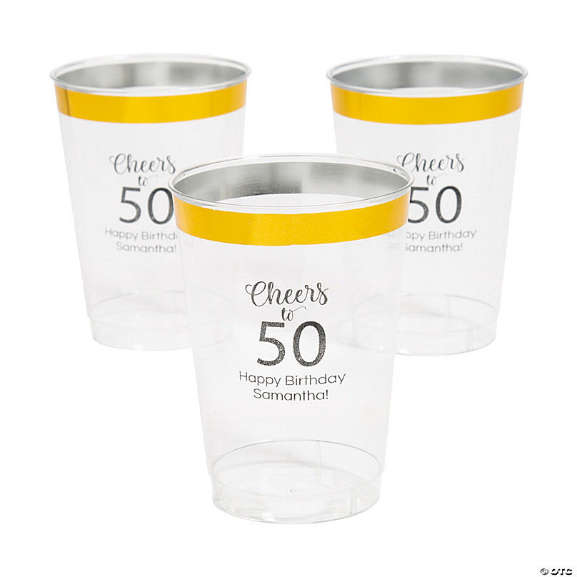12 Oz. Gold Plastic Cups - 50 Ct.
