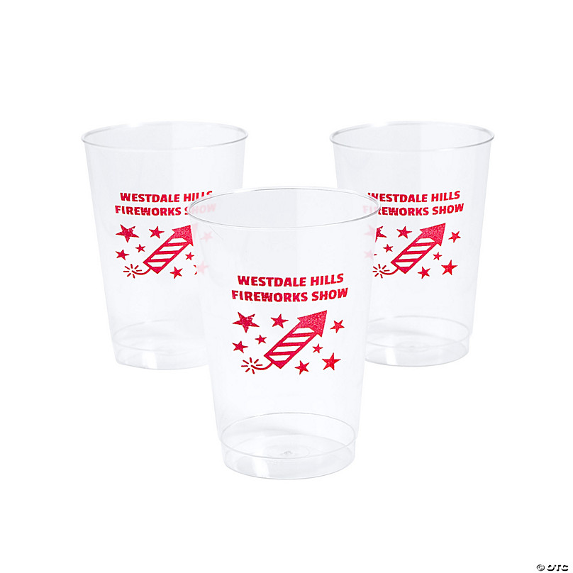 Bulk 50 Ct. Clear Patriotic Plastic Cups with Lids & Straws