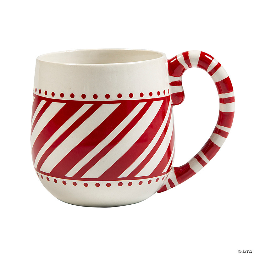 Candy Cane Mug: 11 oz.; white ceramic; Wrap-around design