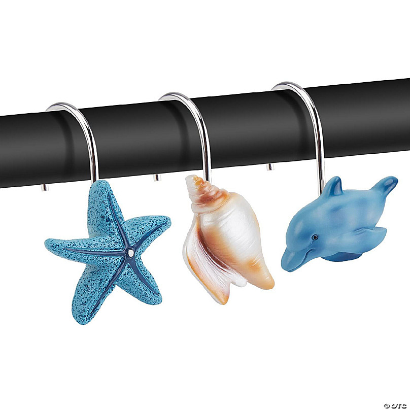 12 PCS Seashell Shower Curtain Hooks for Home and Bathroom