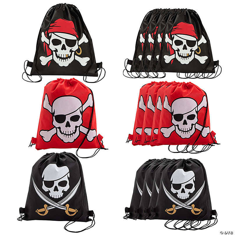 Bentology Lunch Bag and Box Set for Kids - Boys Insulated Lunchbox Tote, Bento Box, 5 Containers and Ice Pack - 9 Pieces - Pirate Skulls