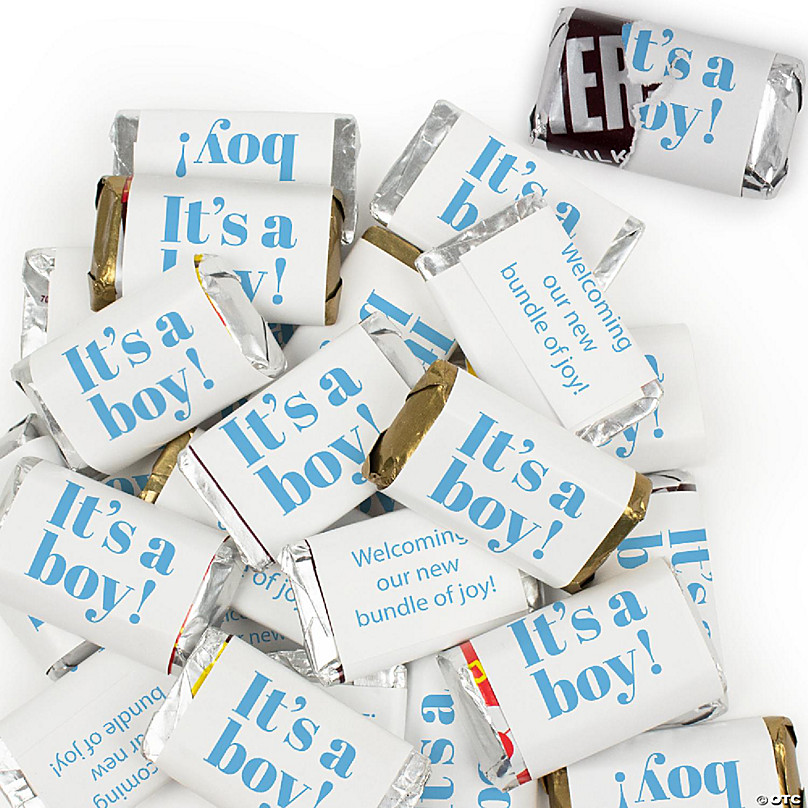 131 Pcs It's A Boy Baby Shower Candy Party Favors Miniatures & Light Blue Kisses (1.65 lbs, Approx. 131 Pcs)