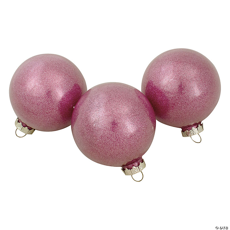 12ct Pink Mercury Glass Style Glass Christmas Ornament Set 3