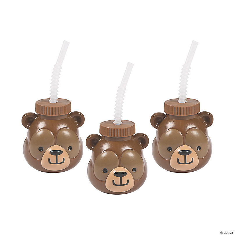 Teddy Bear Kids Water Bottle With Straw Bear Birthday Favors Gifts