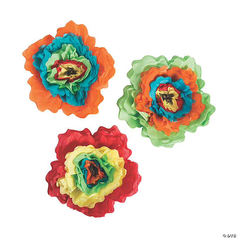 Mexican Crepe Paper Tissue Flowers - Set of 10 - My Mercado Mexican Imports