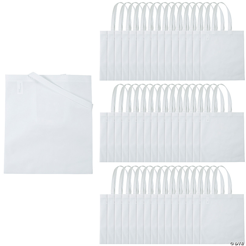 15 x 17 Bulk 48 Pc. Large White Tote Bags