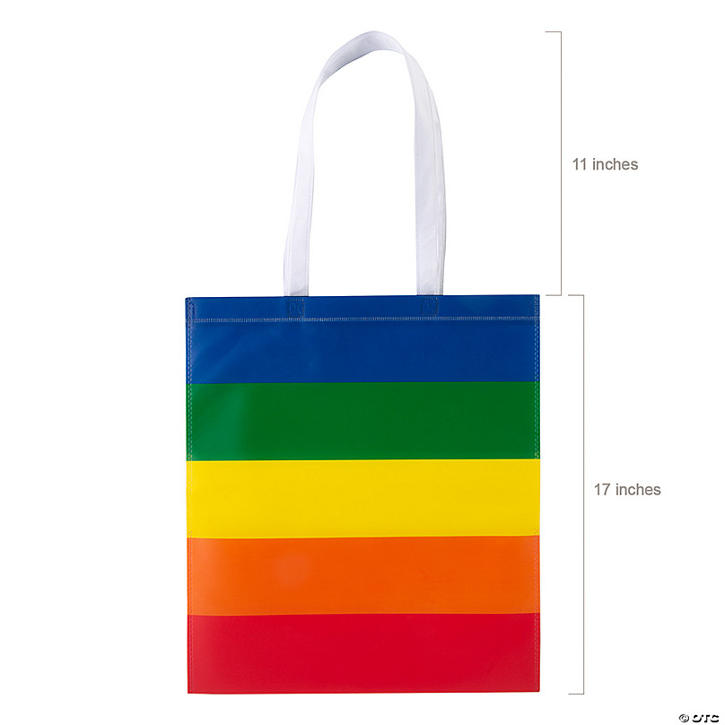 15 x 17 Large Nonwoven Rainbow Tote Bags - 12 Pc.