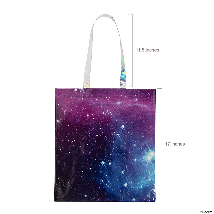 15 x 17 Large Nonwoven Space Tote Bags with Iridescent Handles - 12 Pc.