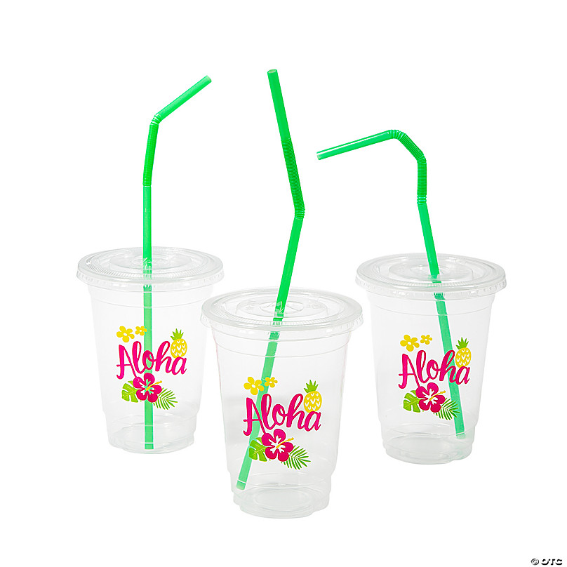 Clear Carnival Plastic Cups with Lids & Straws - 24 Ct. | Oriental Trading