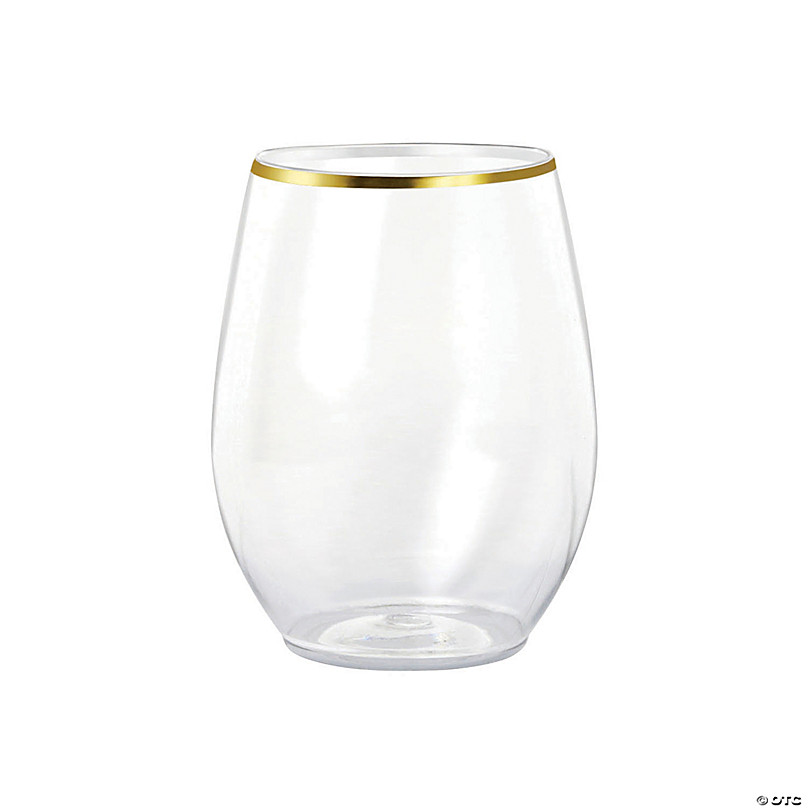 6 Clear 16 oz Crystal Cut Plastic Drinking Glasses - Disposable Tableware