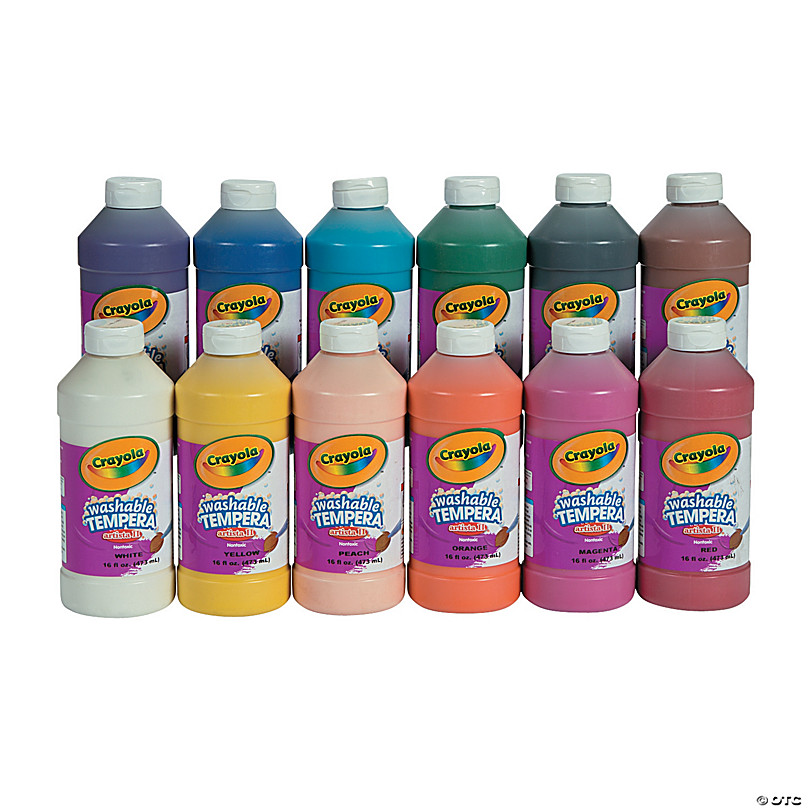 16 oz. Crayola® Assorted Colors Washable Tempera Paint - 12 Pc