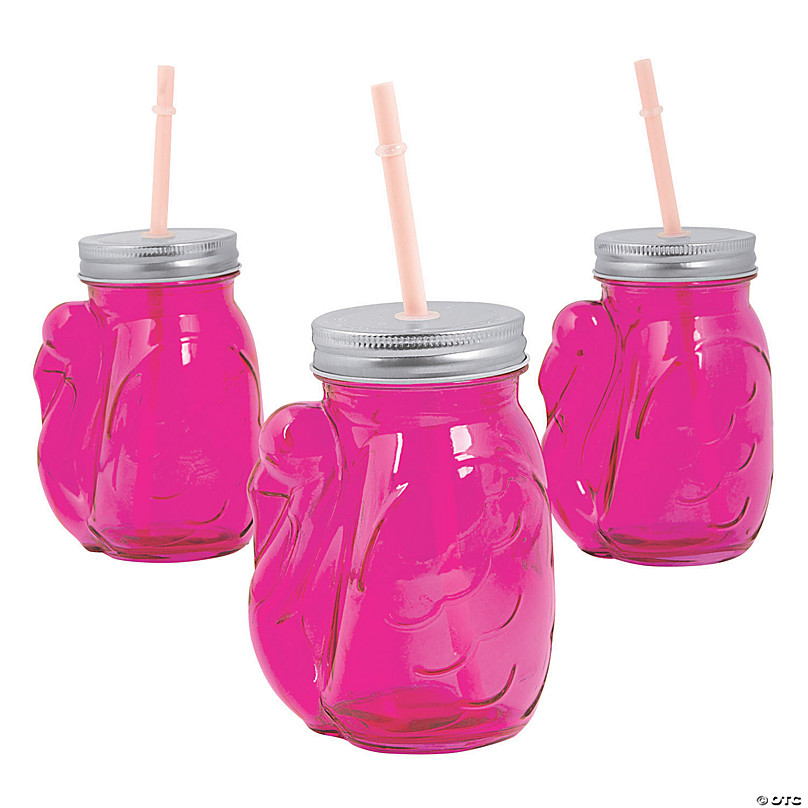16 oz. Reusable Plastic Mason Jar Cups with Lid & Straw - 6 Ct
