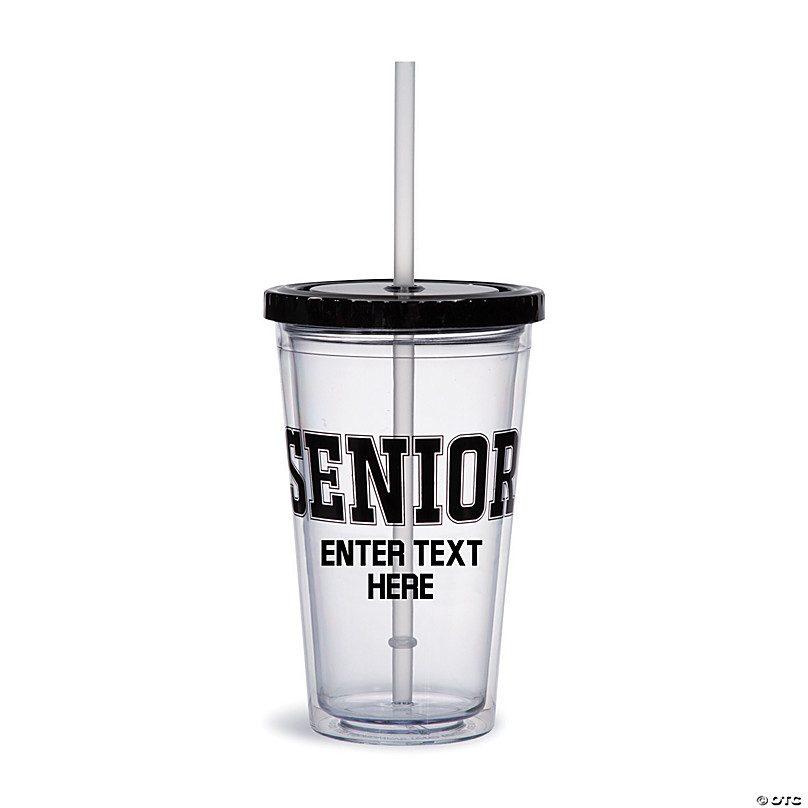 16 oz. Personalized Congrats Grad Reusable Plastic Tumbler Lid with Straw