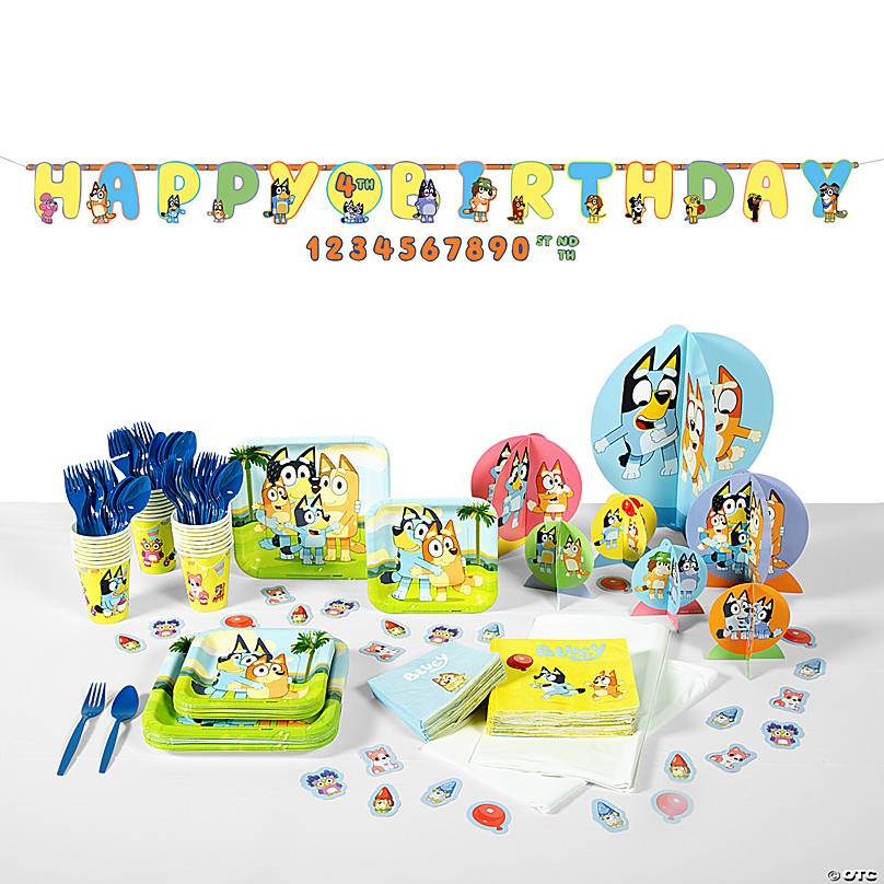 Bluey Birthday Party Supplies, Bluey Party Decorations, Bluey Party  Supplies, Bluey Birthday Decorations, With Bluey Tablecover, Bluey  Plates, Bluey Cups, Bluey Napkins, and Forks - Serves 16 Guests (Pack for  16)