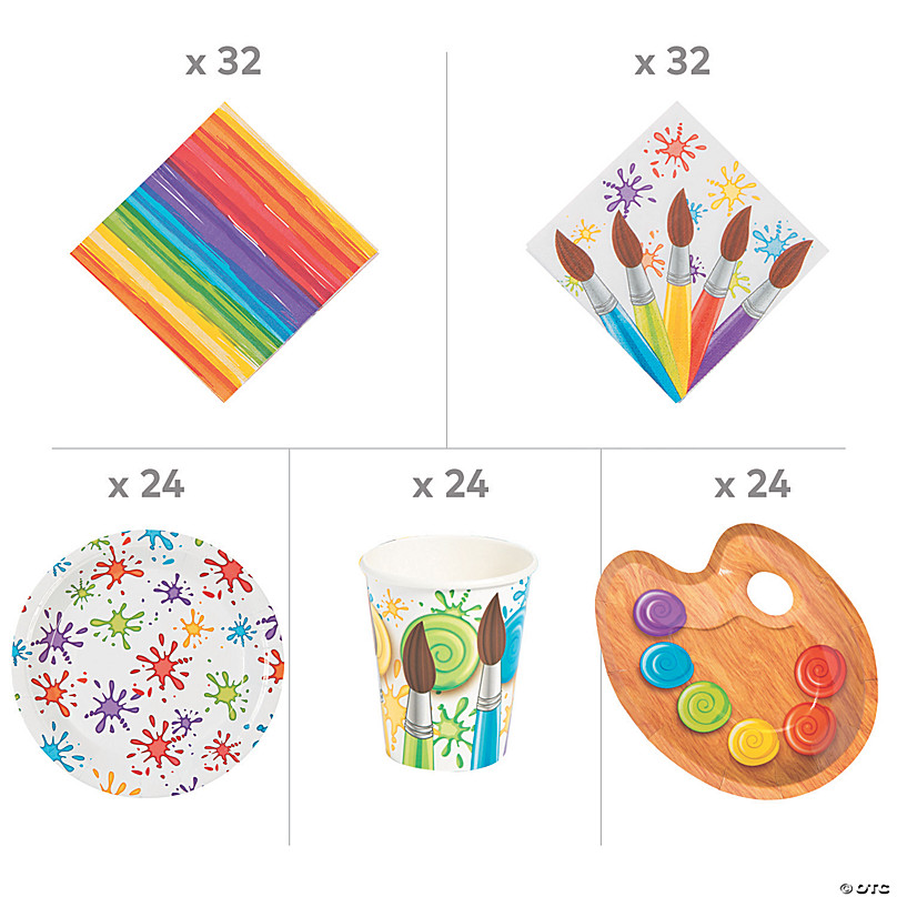 Art Party Supplies Paint Birthday for Kids Palette Plates Napkins Set (48  Count)