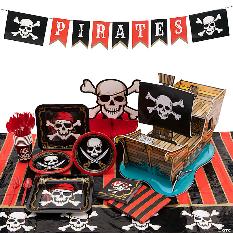 190 Pc. Pirate Party Deluxe Tableware Kit for 24 Guests
